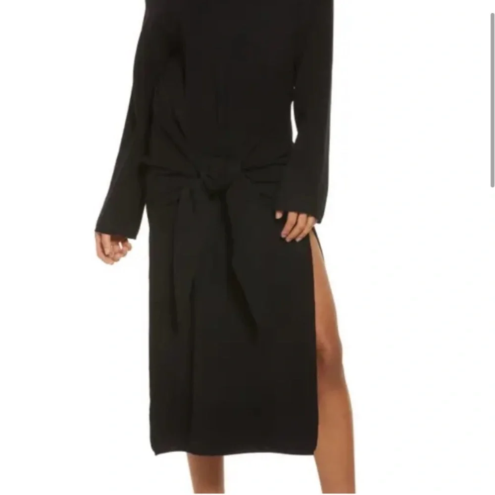 NWT Revolve SNDYS Tied Up Ribbed Long Sleeve Dress in Black. - Picture 3 of 14